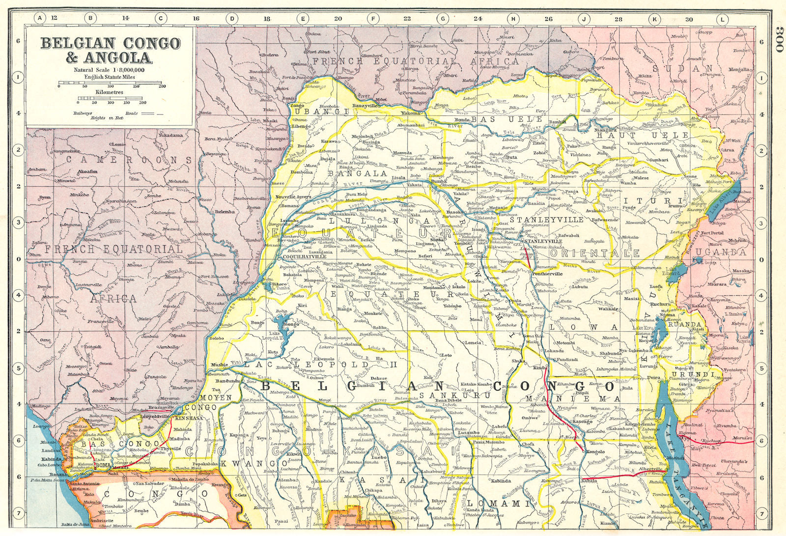 BELGIAN CONGO NORTH. Democratic Republic of Congo. Railways 1920 old map